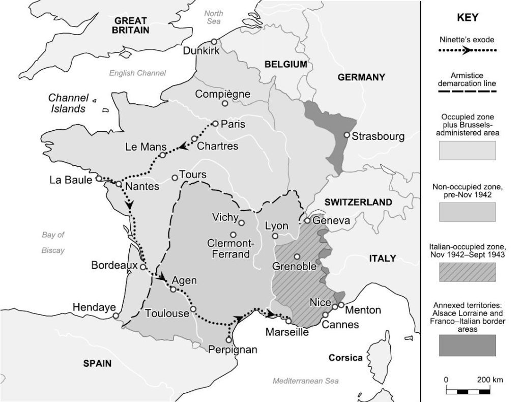 Ninette’s Exode journey in 1940 